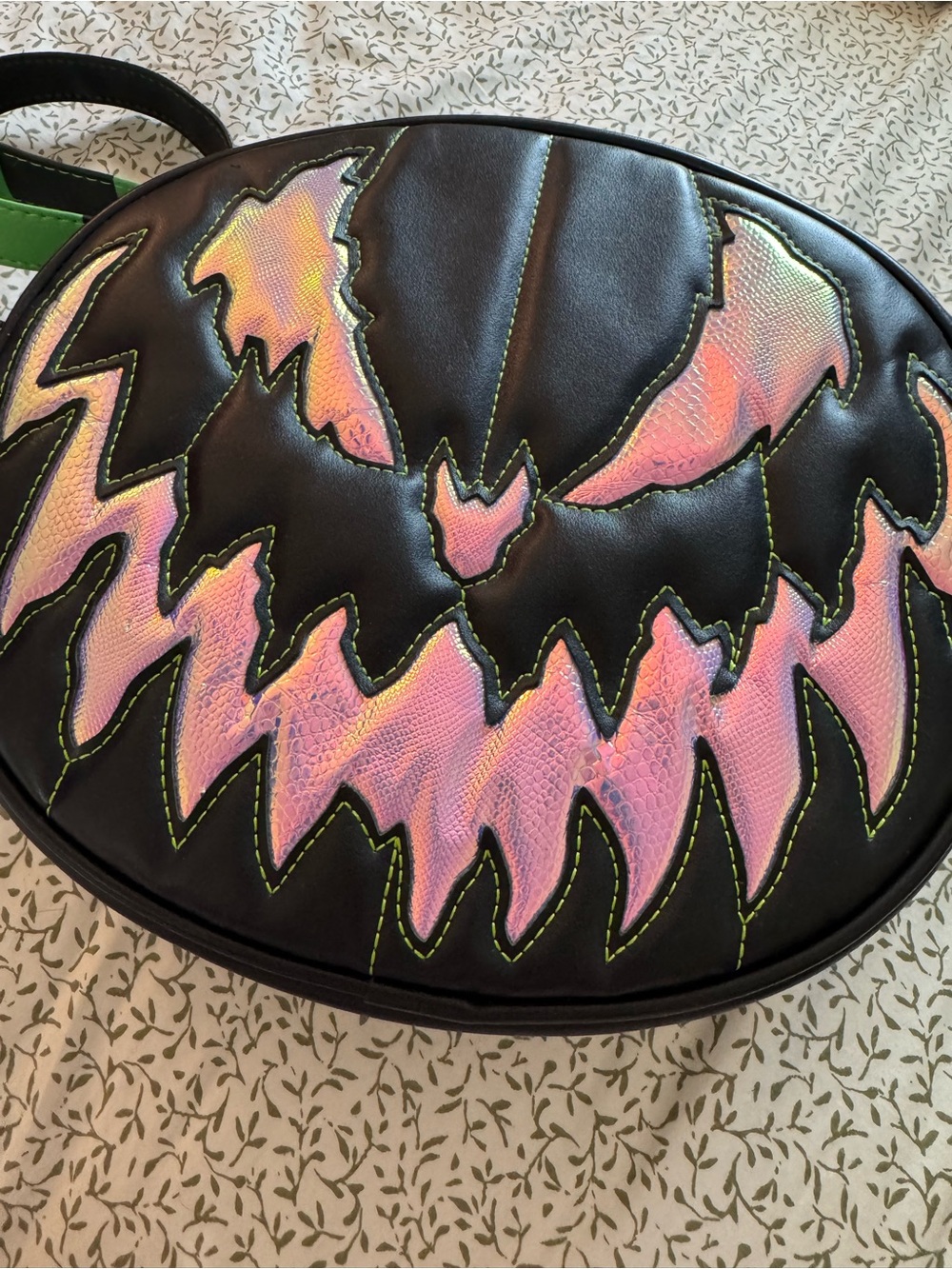 Black Crossbody Bag with Iridescent Design